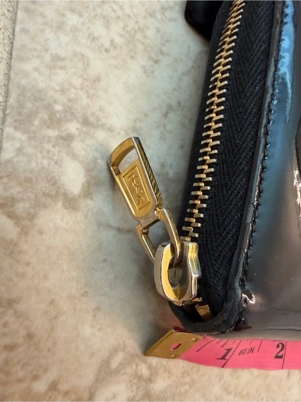 Authentic YSL Saint Laurent Belle de Jour Black Patent Leather Wallet